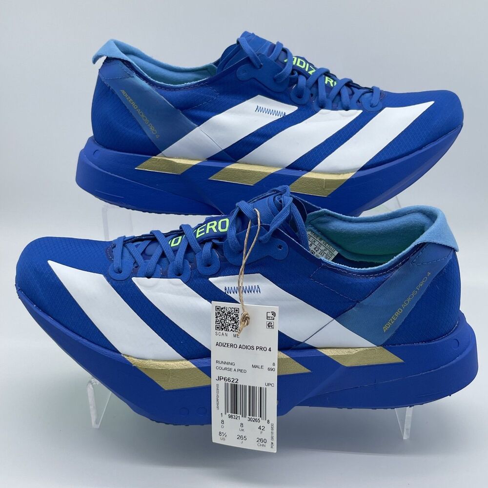 adidas Adizero Adios Pro 4 Shoes in Blue | JP6622 | Men's US 8.5 | NEW